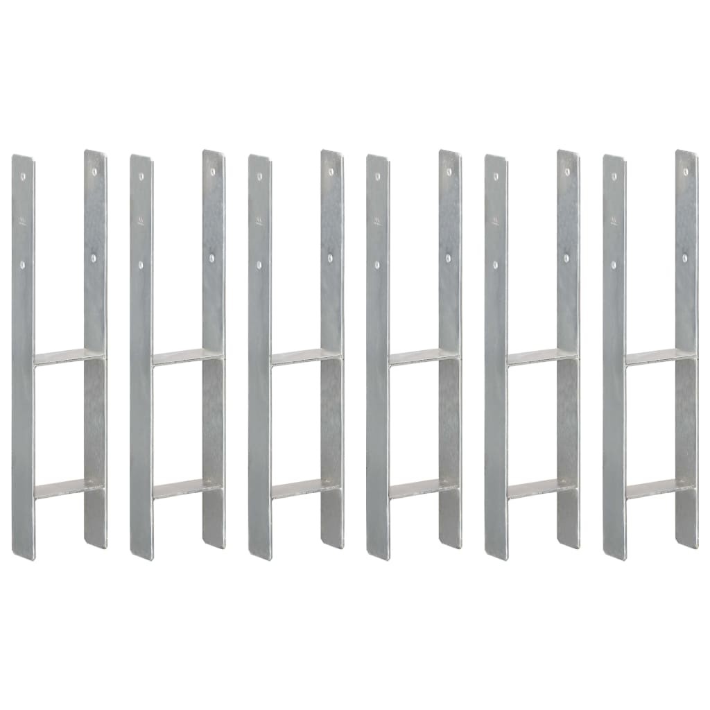 Fence Anchors 6 pcs Silver 12x6x60 cm Galvanised Steel